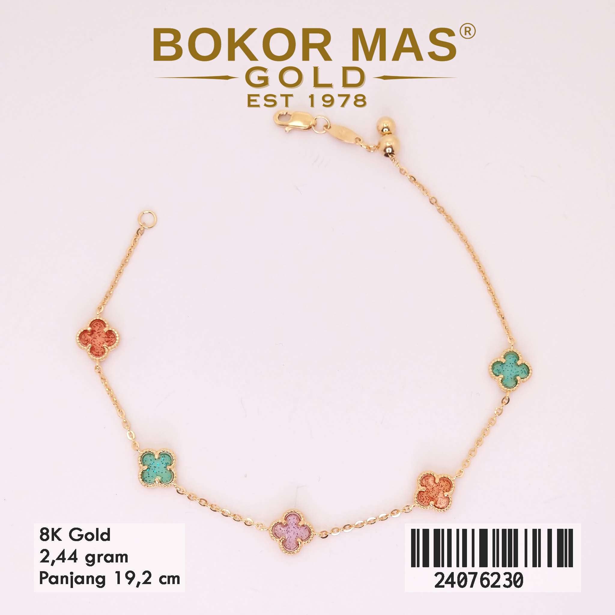 Gelang Tangan Rantai Variasi Clover Rainbow - 24076230 - 8K
