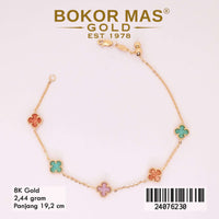 Gelang Emas  Rantai Variasi Clover Rainbow - 24076230 - 8K