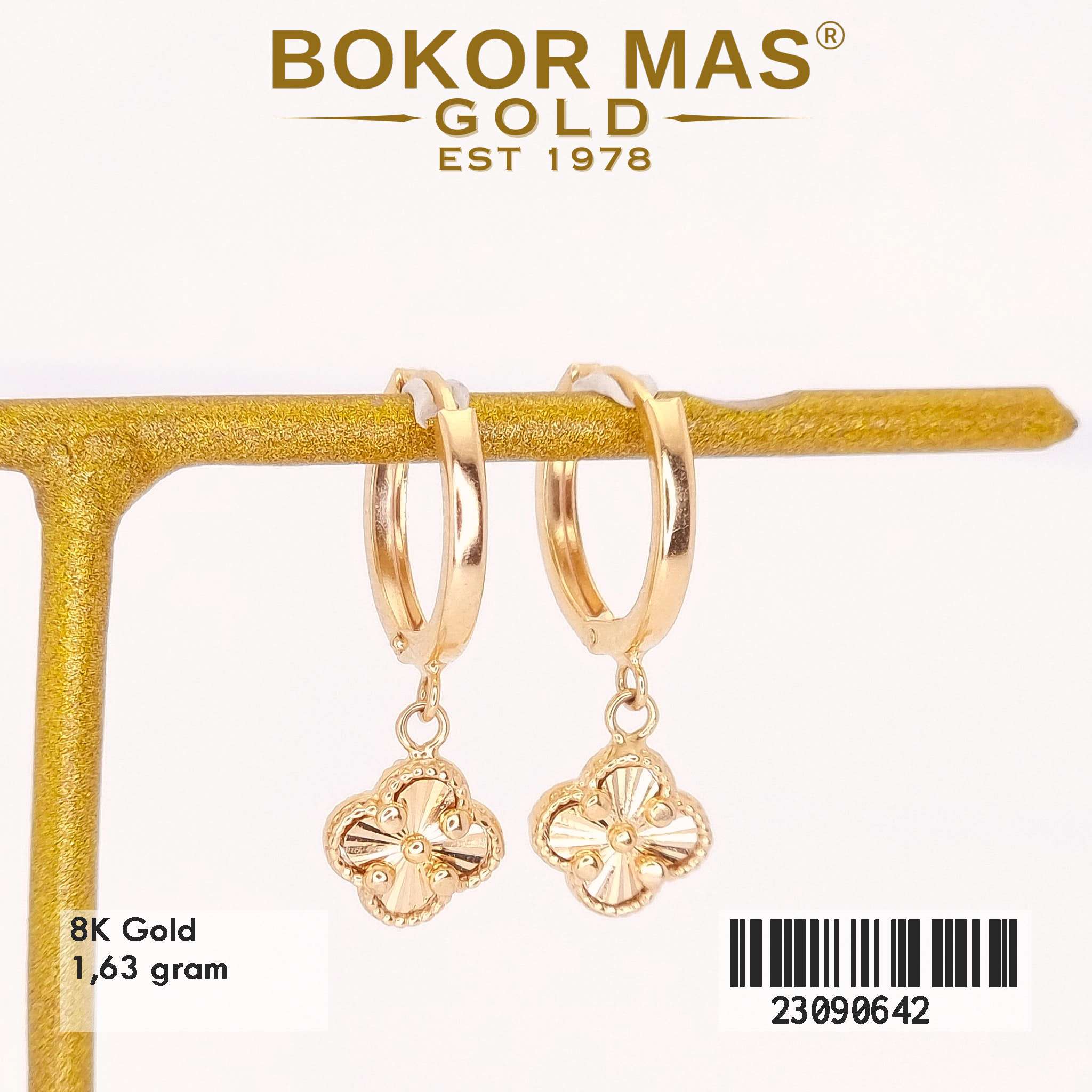 Anting Klip Clover Variasi Tanpa Permata - 23090642 - 8K
