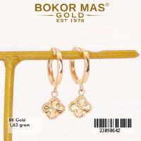 Anting Emas Klip Clover Variasi Tanpa Permata - 23090642 - 8K