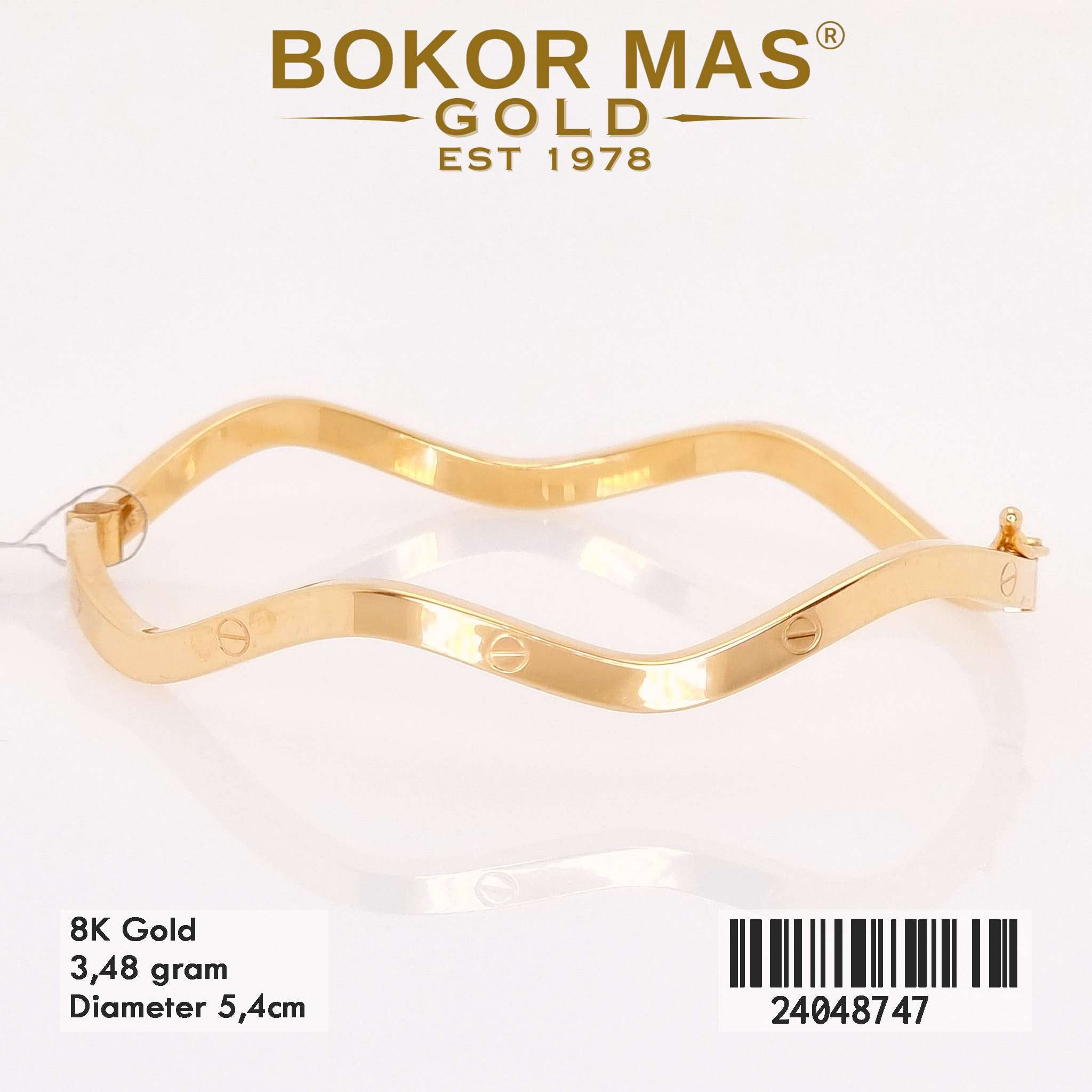 Gelang Kaku Ctr Gelombang Variasi Permata - 24048747 - 8K