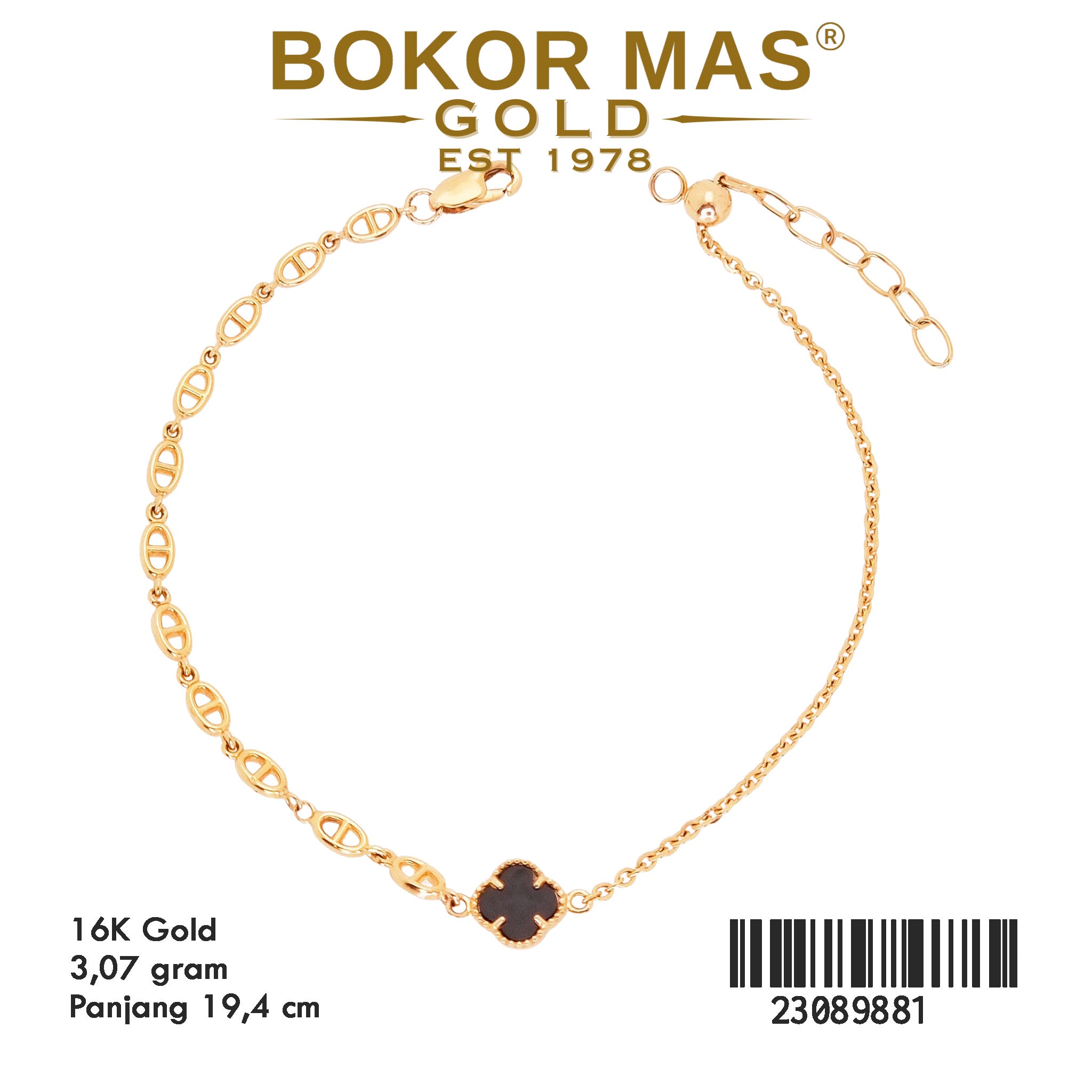 Gelang Rantai Variasi Bunga Hitam - 23089881 - 16K