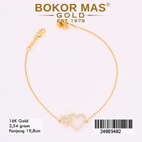 Gelang Emas Rantai Variasi Serut Dua Hati - 24089402 - 16K