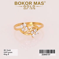 Cincin Emas Variasi Bunga Permata - 25048197 - 8K