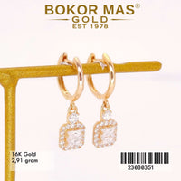 Anting Emas  Klip Variasi Permata Gantung - 23080351 - 16K