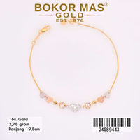 Gelang Emas Rantai Variasi serut Love 3D - 24089443 - 16K