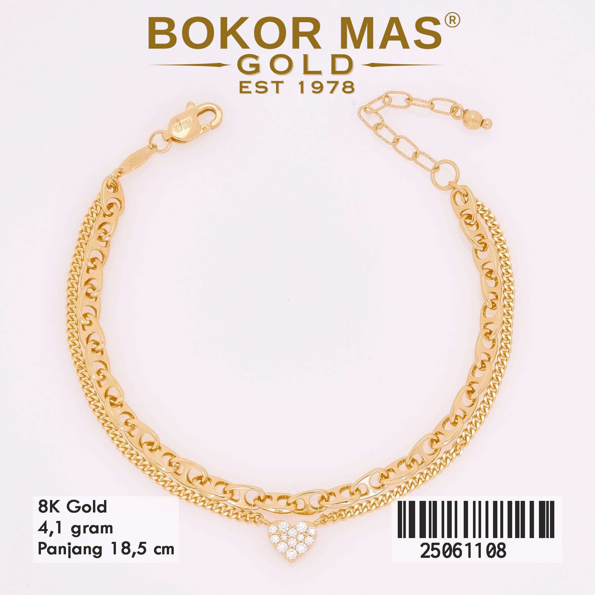 Gelang Emas Rantai Variasi Dua Layer - 25061108 - 8K