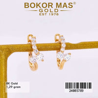 Anting  Emas Klip Variasi Wave Stone - 24085789 - 8K