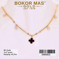Kalung  Emas Variasi Clover Hitam Batu - 24056823 - 8K