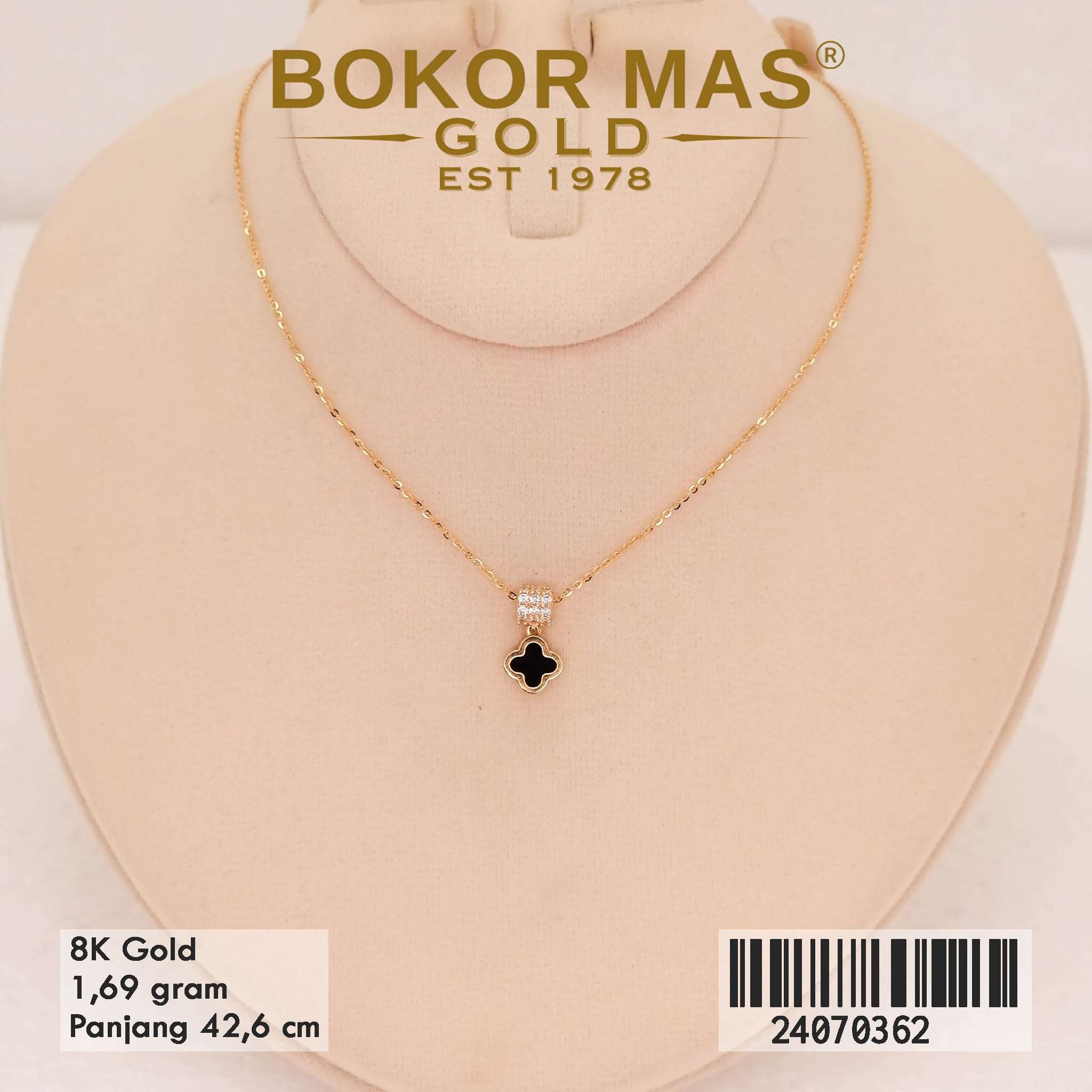 Kalung Siyem Variasi Clover Hitam Permata - 24070362 - 8K