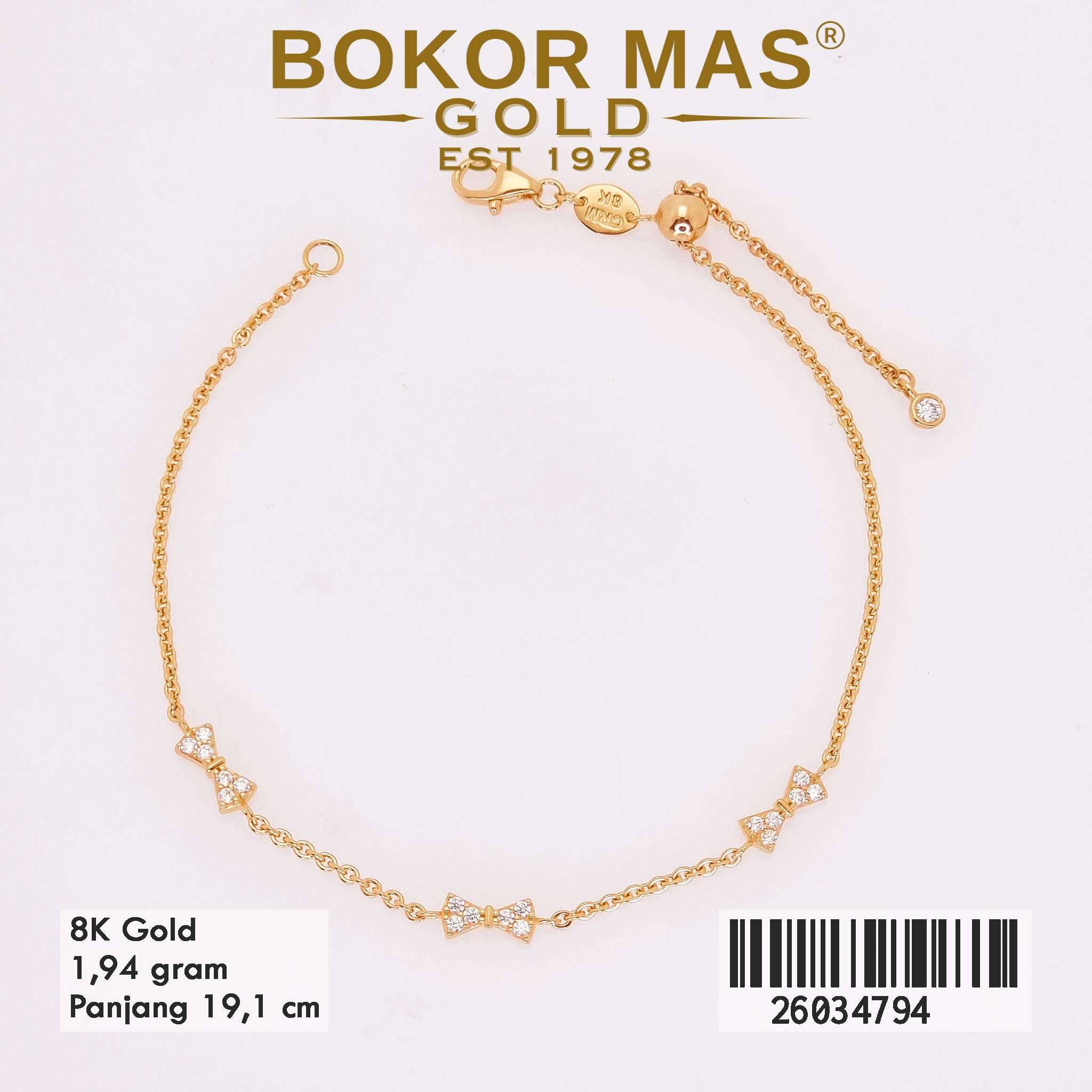  Gelang Rantai Serut Variasi Pita Permata - 26034794 - 8K