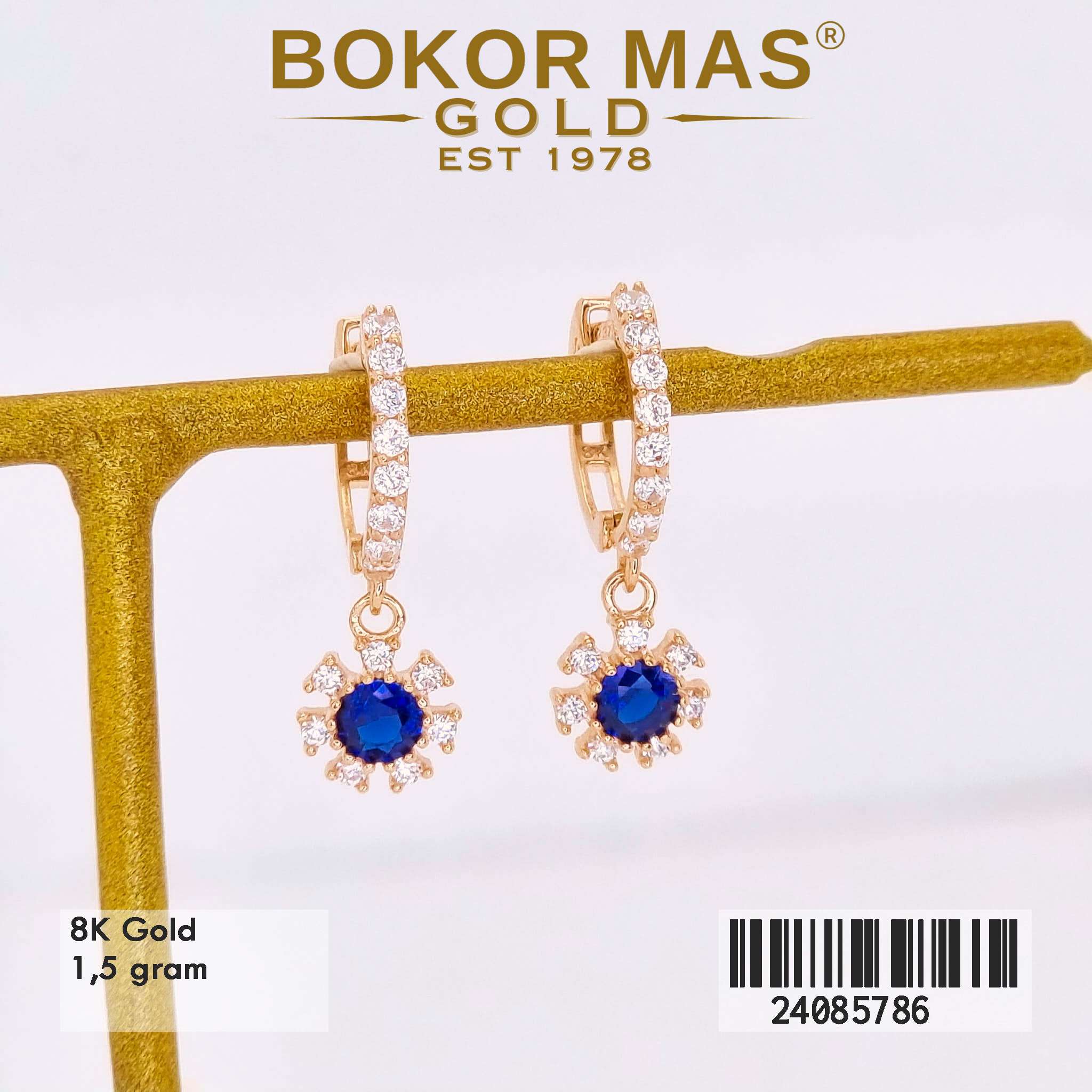 Anting Klip Variasi Blue Stone - 24085786 - 8K