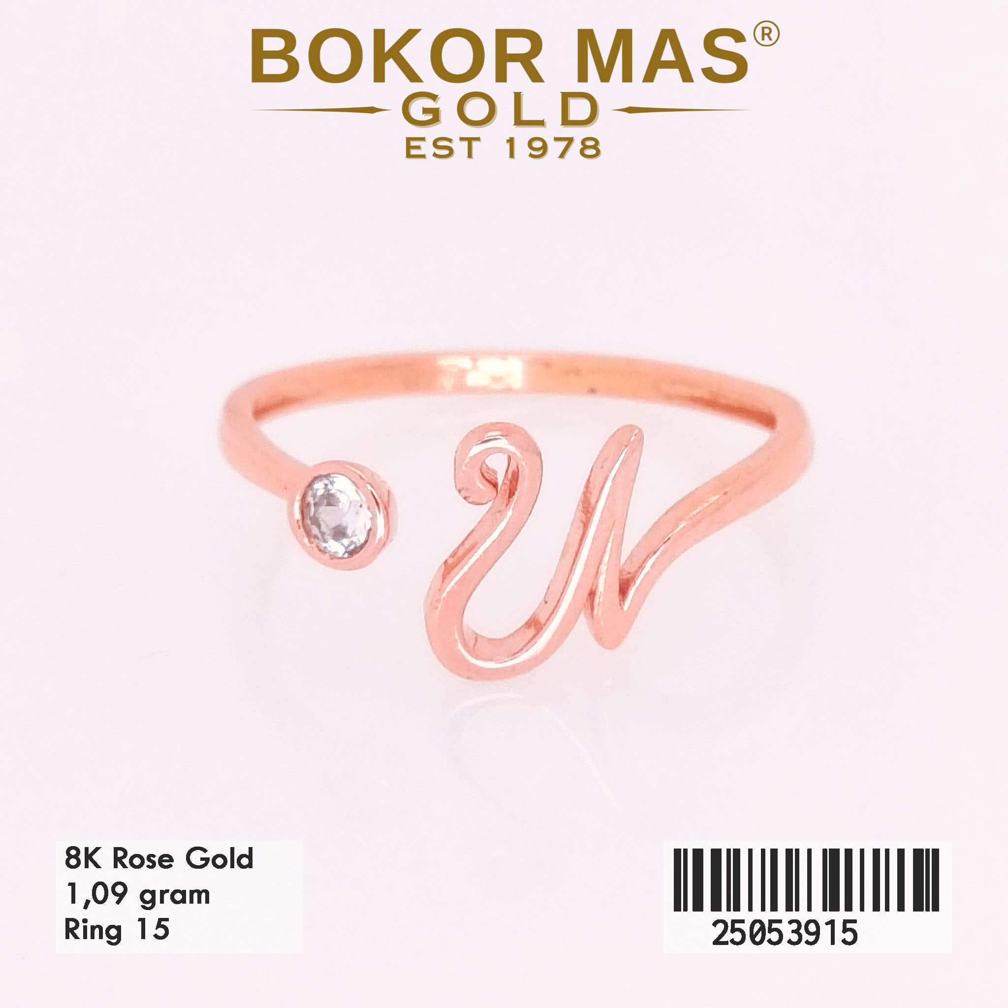 Cincin Emas Variasi Huruf U Permata - 25053915 - 8K