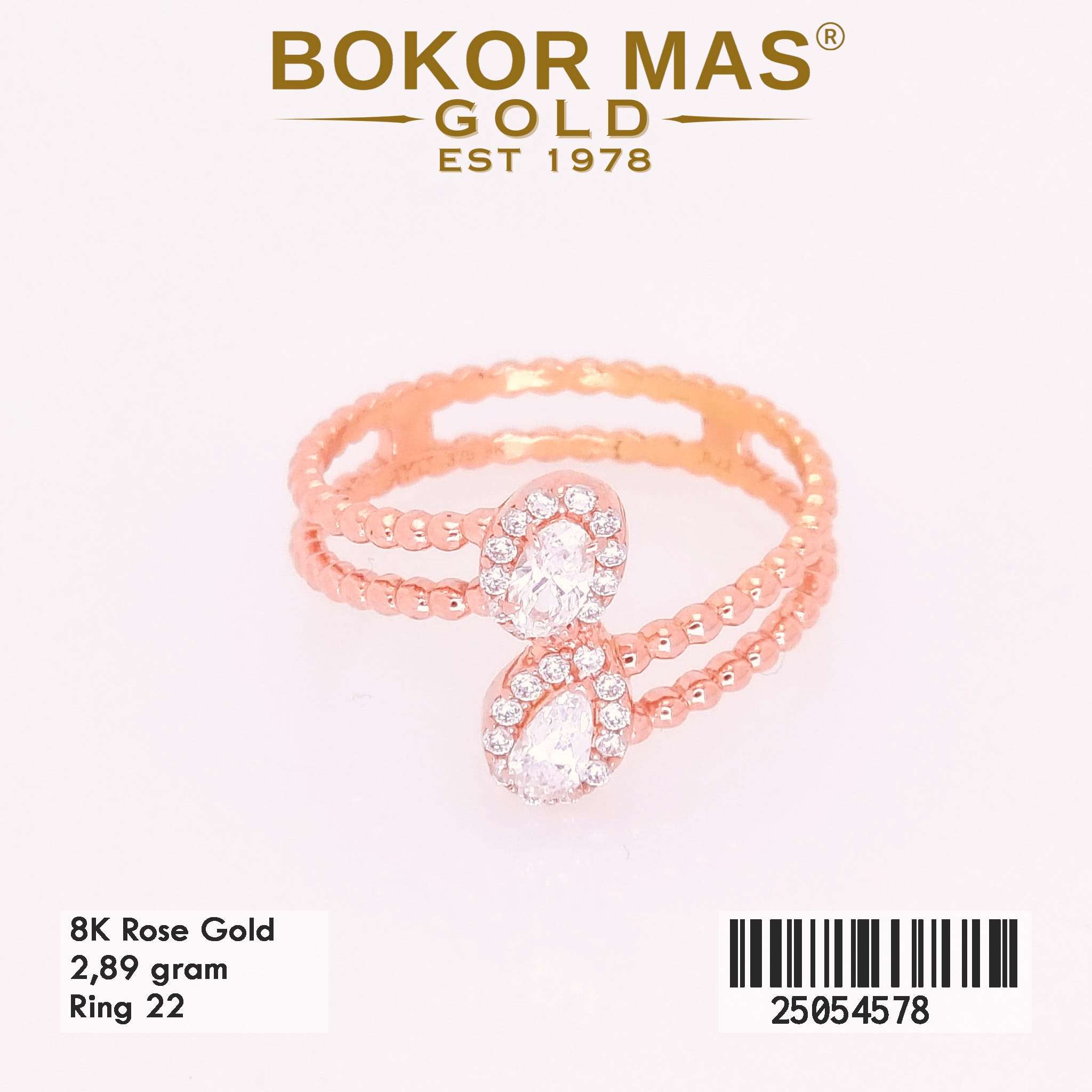 Cincin Emas Variasi Permata Tumpuk Dua - 25054578 - 8K