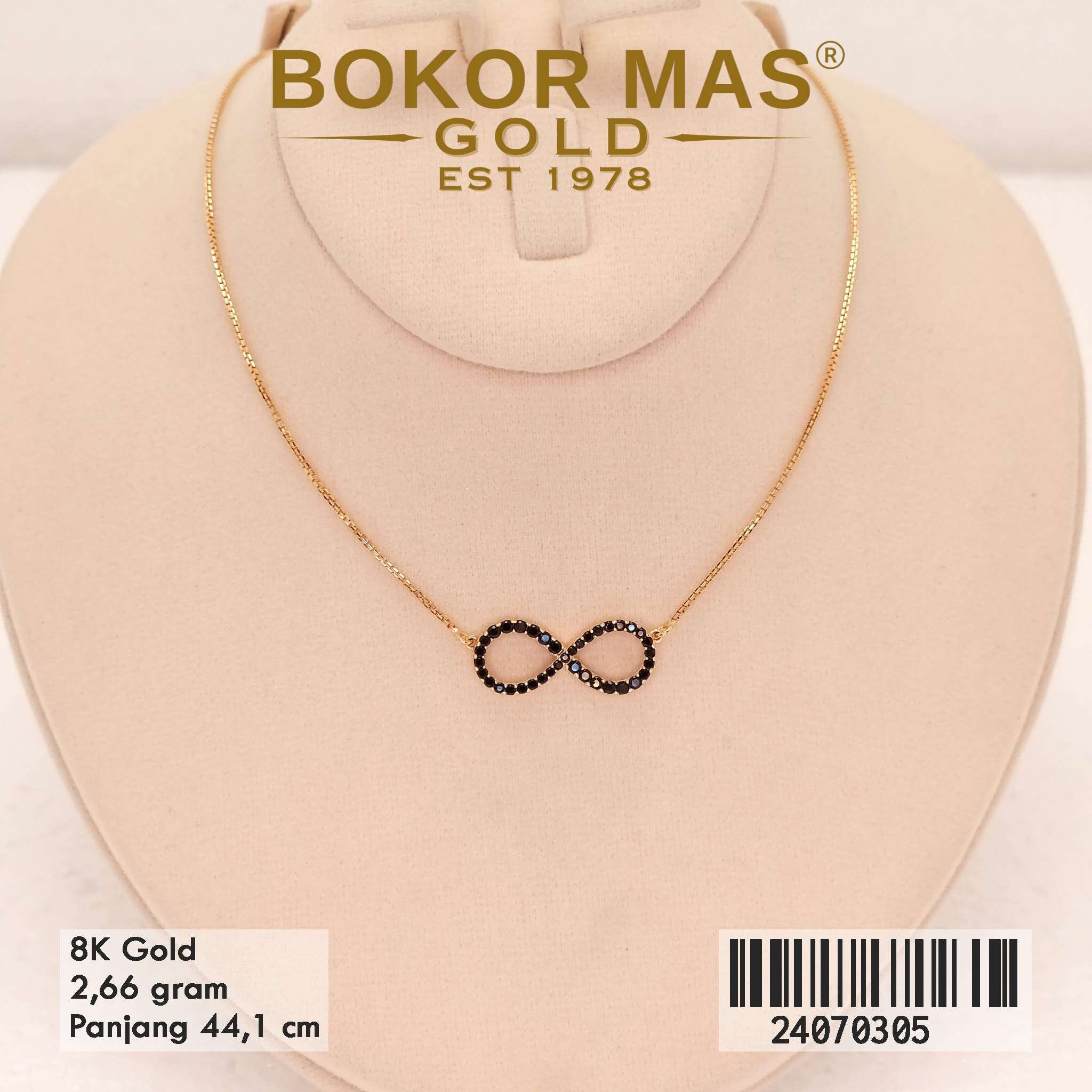 Kalung Italy Santa Variasi Permata Hitam - 24070305 - 8K