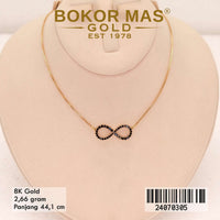 Kalung Emas Italy Santa Variasi Permata Hitam - 24070305 - 8K