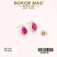 Giwang Emas  Tusuk Variasi Permata Merah - 22088799 - 16K