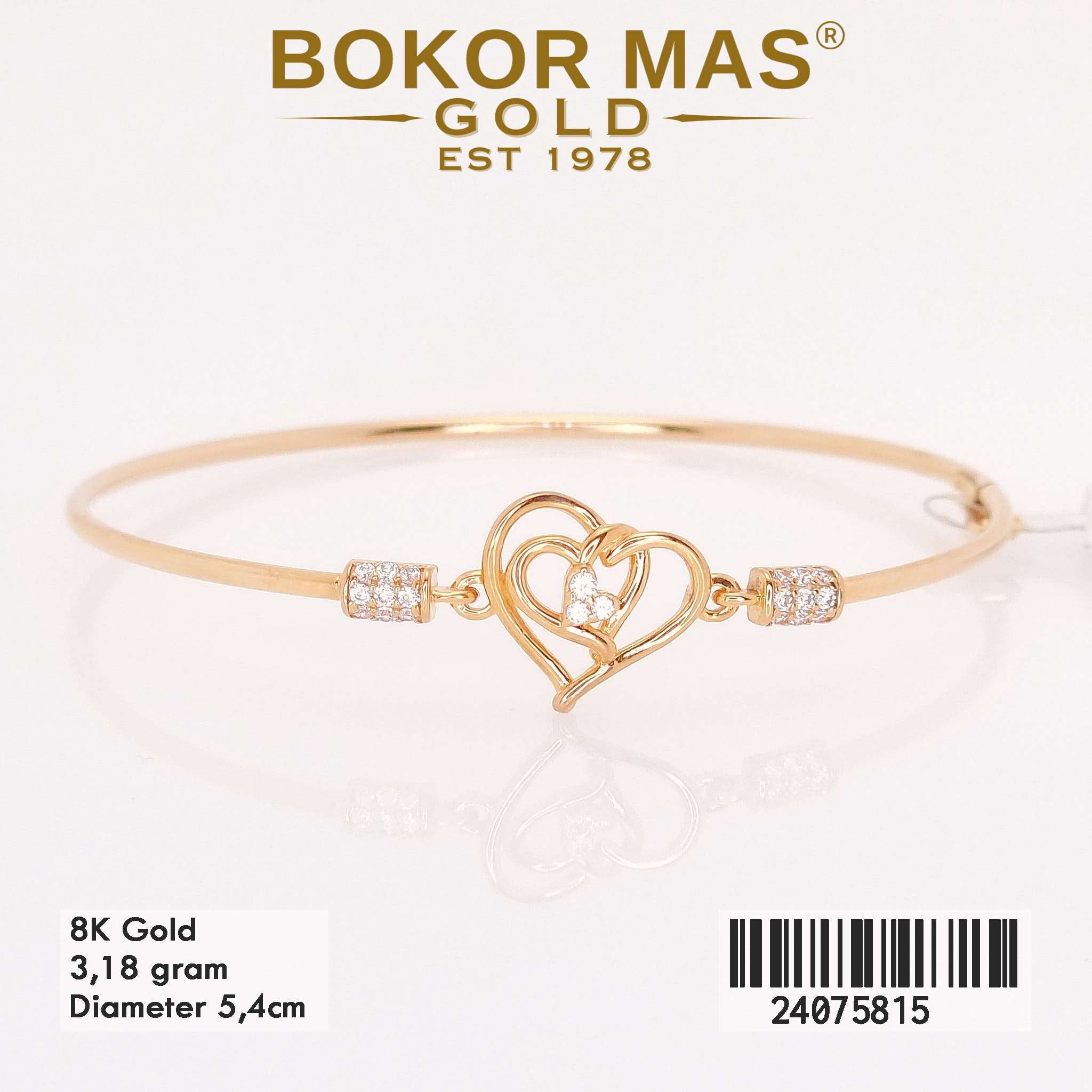 Gelang Kaku Love Variasi Permata - 24075815 - 8K