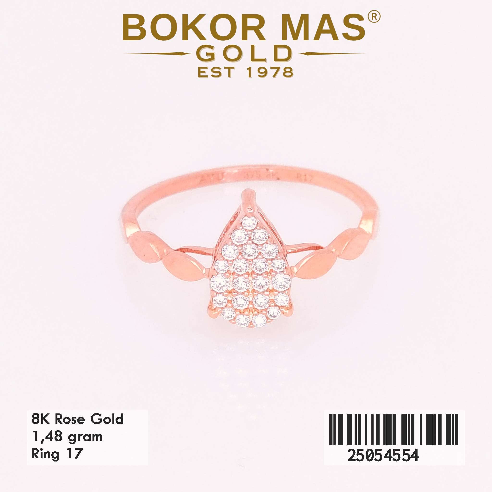 Cincin Emas Variasi Tetes Air Permata - 25054554 - 8K