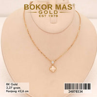 Kalung Emas siyem Variasi Clover Putih Permata - 24070334 - 8K