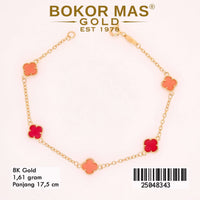 Gelang Emas Rantai Clover Merah - 25048343 - 8K