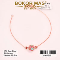 Gelang  Emas Rantai Italy Santa Variasi Serut Bola - 24087610 - 17K