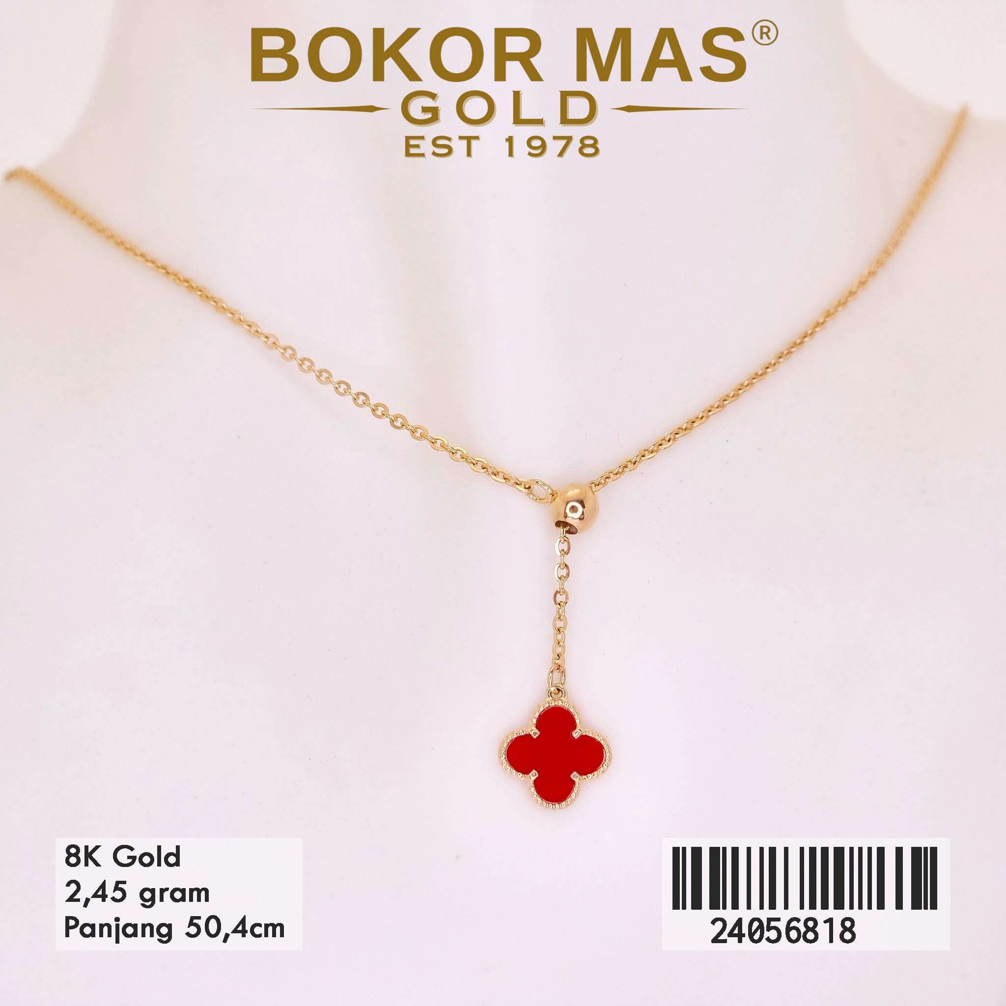 Kalung Clover Merah Variasi Tanpa Permata - 24056818 - 8K