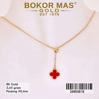 Kalung  Emas Clover Merah Variasi Tanpa Permata - 24056818 - 8K