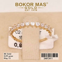 Cincin Emas Variasi Listring Permata Putih - 24072411 - 8K