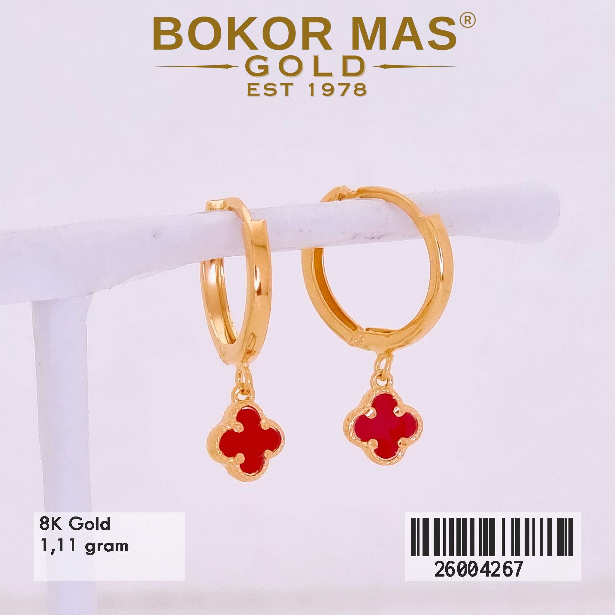  Anting Klip Variasi Bunga Merah - 26004267 - 8K