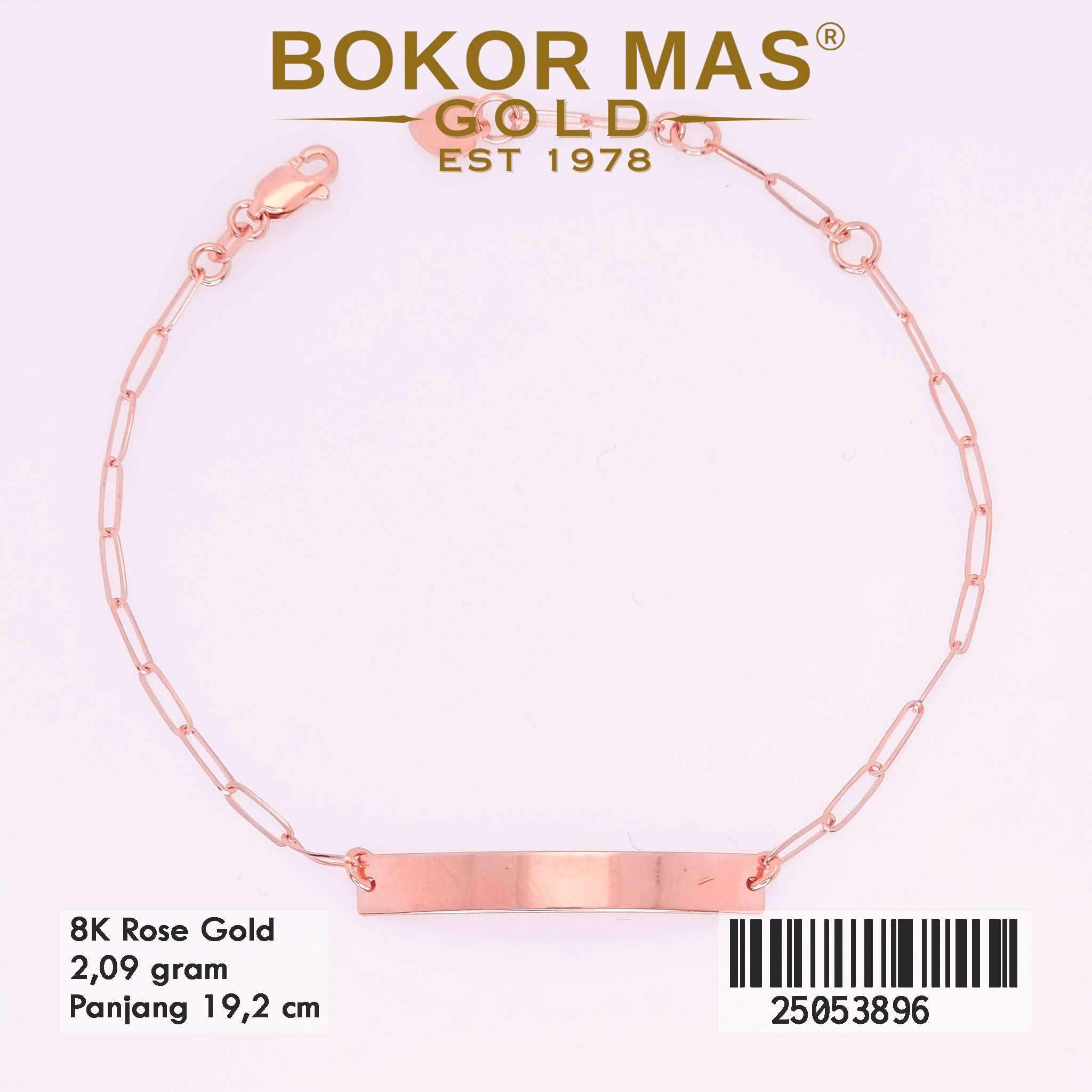 Gelang Emas Rantai Paperclip Variasi Plat - 25053896 - 8K