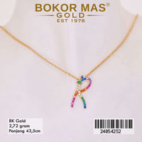 Kalung Emas  Huruf R Variasi Permata - 24054252 - 8K