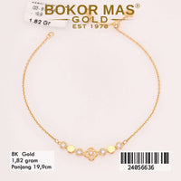 Gelang Emas  Rantai Siyem Variasi Serut Daisy Permata - 24056636 - 8K