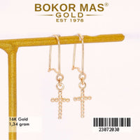 Anting Emas  Desi Gantung Variasi Salib Tanpa Permata - 23072030 - 16K