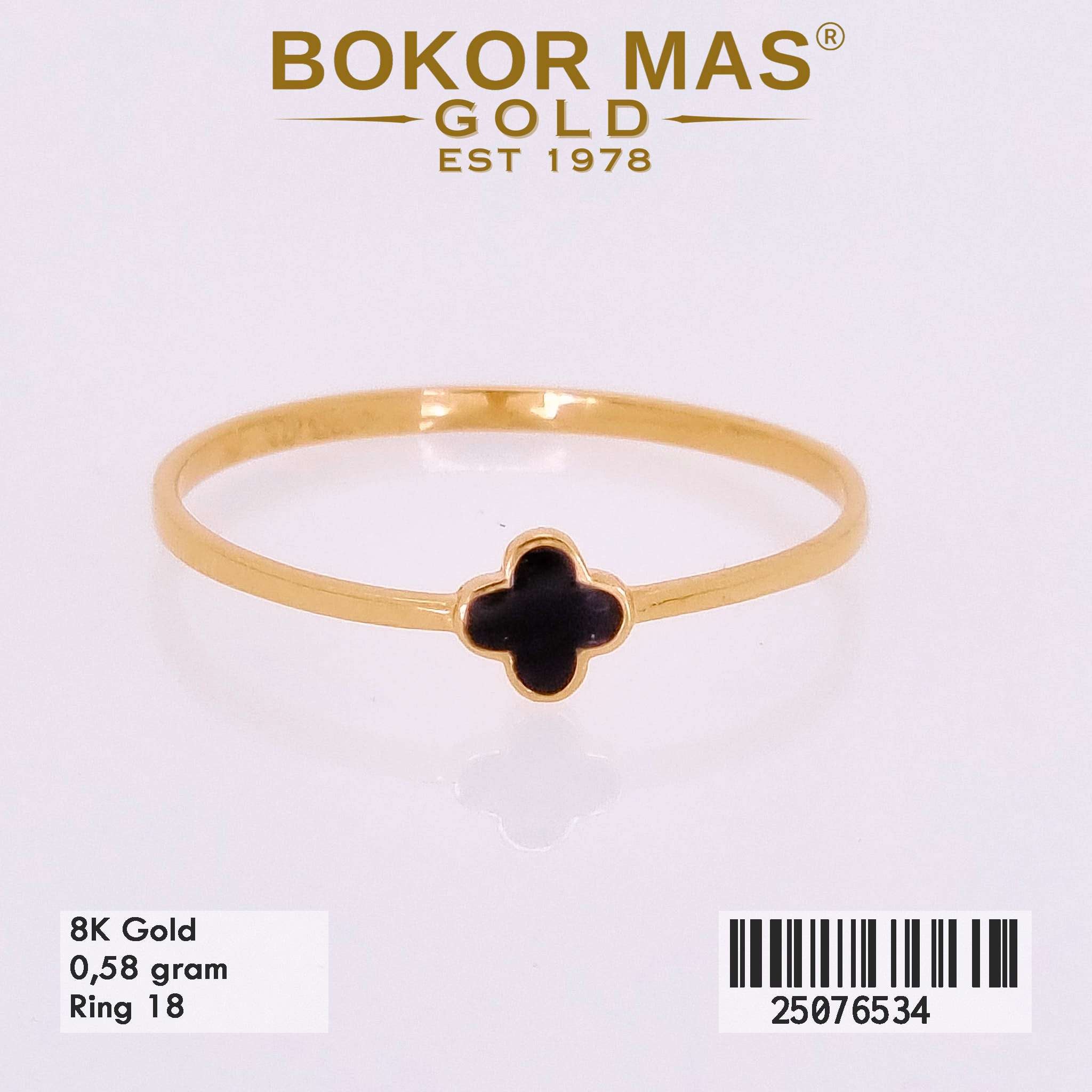 Cincin Clover Hitam Variasi Tanpa Permata - 25076534 - 8K