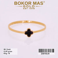 Cincin Clover Hitam Variasi Tanpa Permata - 25076534 - 8K