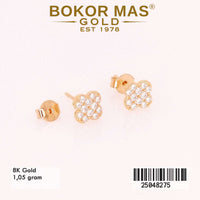 Anting Emas Tusuk Variasi Bunga Permata - 25048275 - 8K