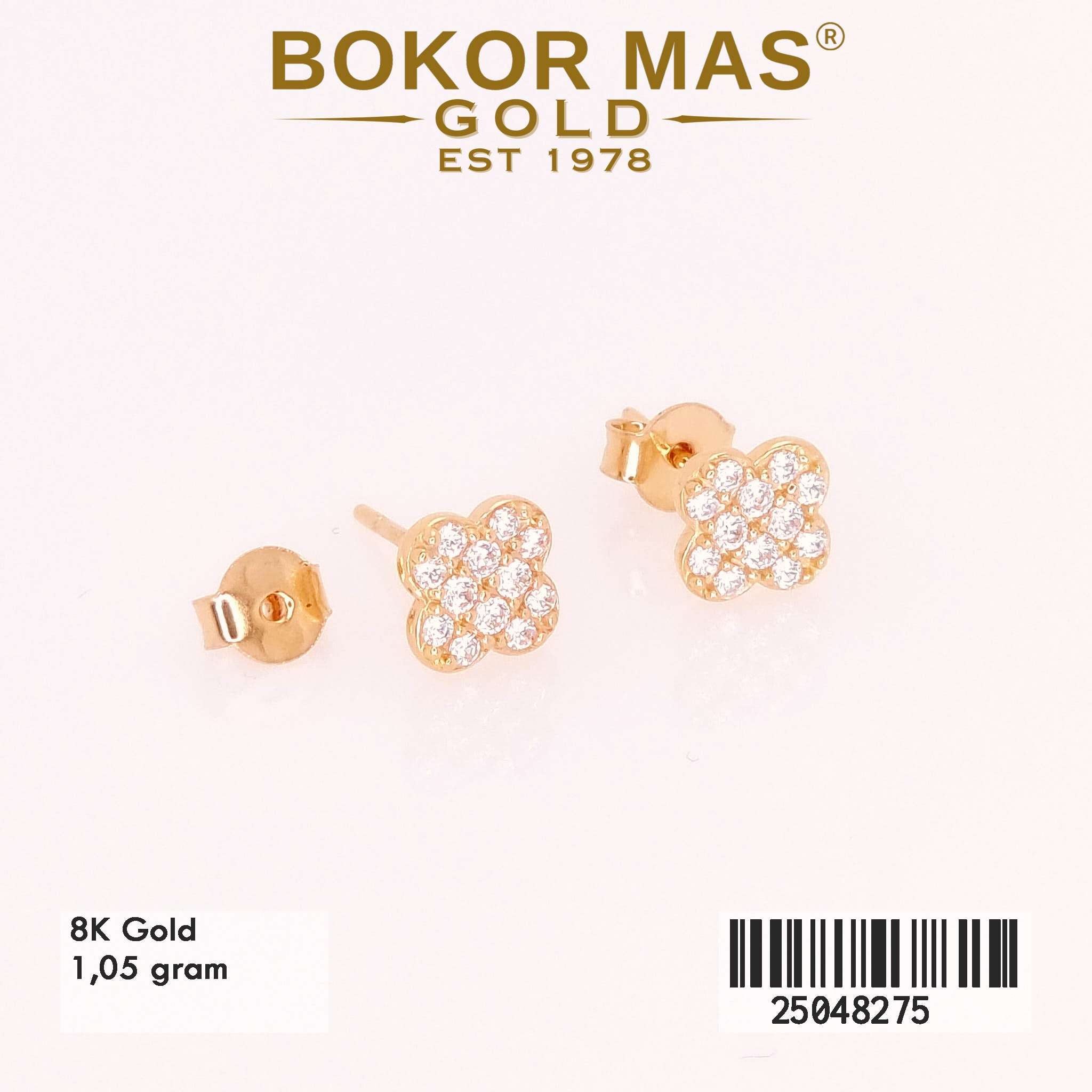 Anting Tusuk Variasi Bunga Permata - 25048275 - 8K
