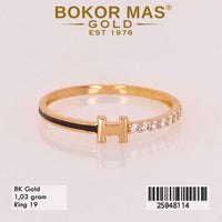 Cincin Emas Variasi List Hitam - 25048114 - 8K