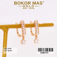 Anting Emas  Klipi Variasi Permata Putih  - 24086797 - 16K