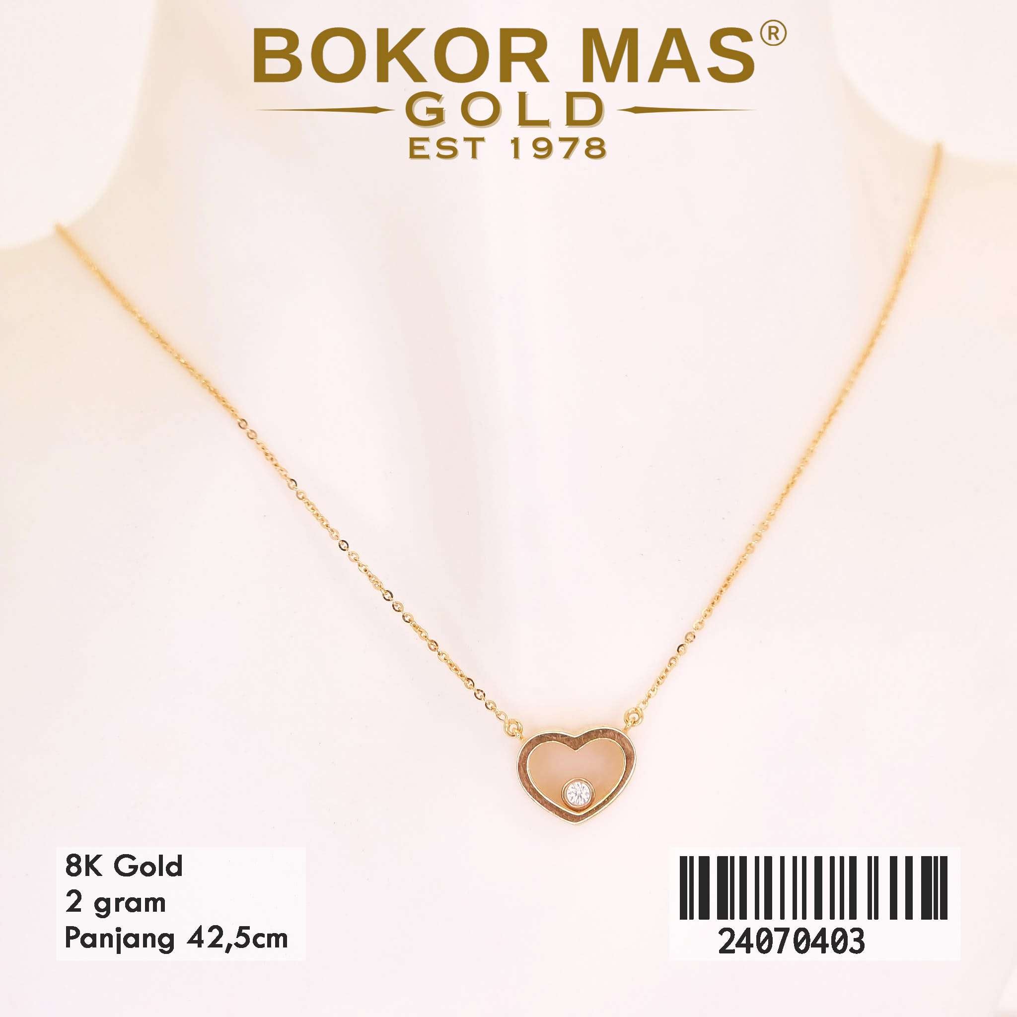 Kalung Love Variasi Permata Putih - 24070403 - 8K