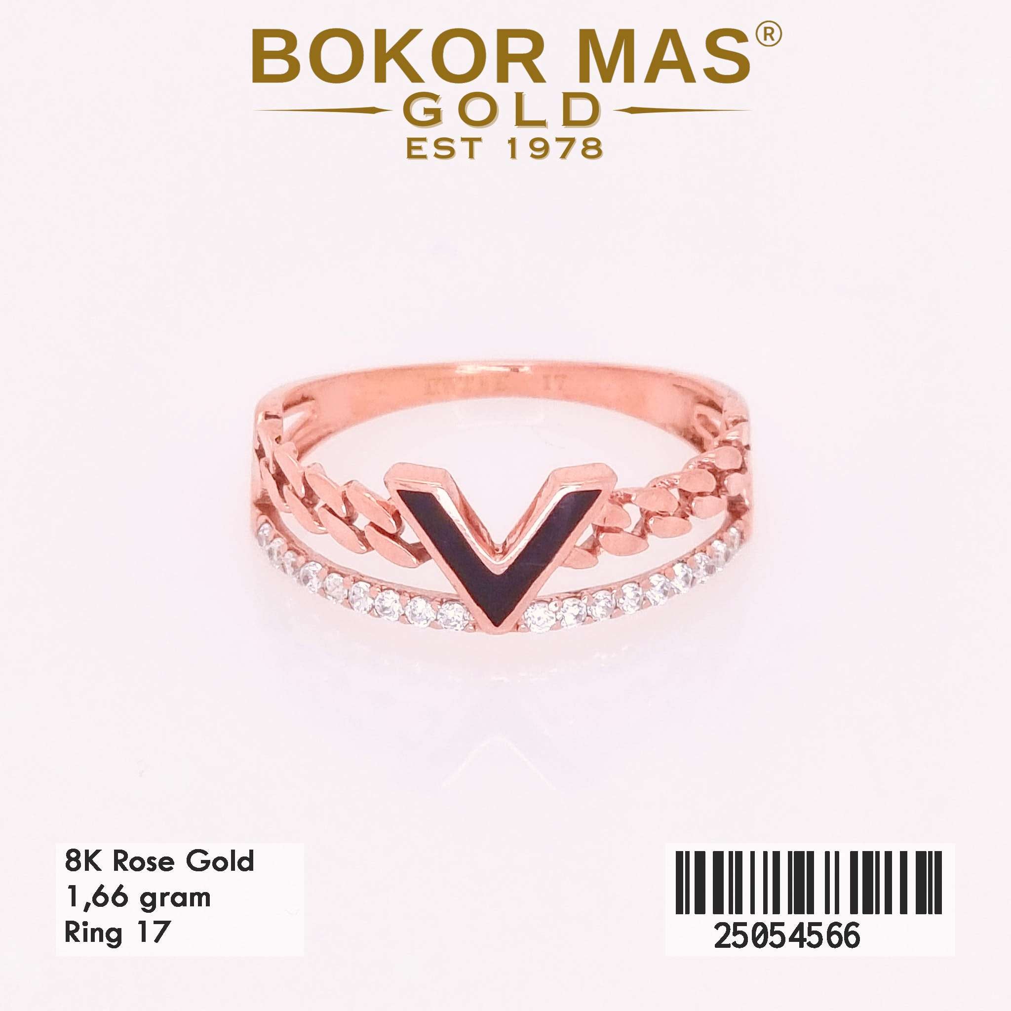 Cincin Emas Variasi Permata Cat Hitam - 25054566 - 8K