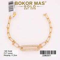 Gelang  Emas Rantai Variasi Permata Putih - 23065971 - 16K