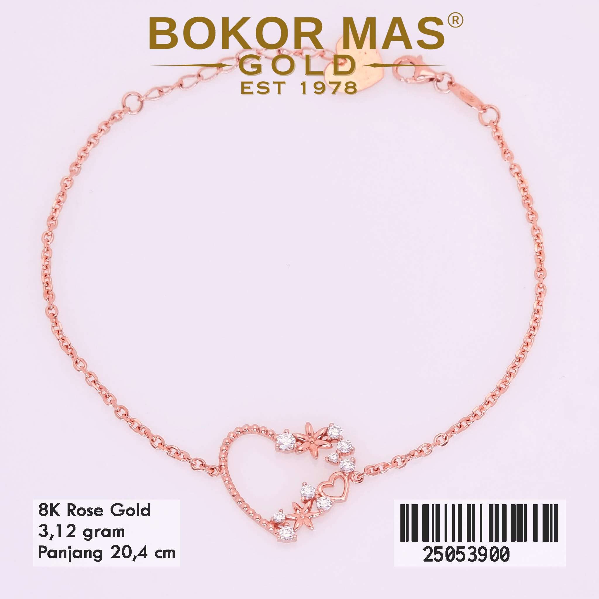 Gelang Emas Rantai Variasi Hati - 25053900 - 8K