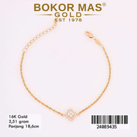 Gelang Emas Rantai Variasi Bunga Permata - 24089435 - 16K