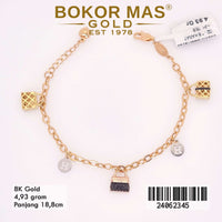 Gelang Emas Rantai Variasi Mainan Gembok - 24062345 - 8K