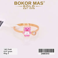 Cincin  Emas Anak Variasi Boneka Beruang Pink - 24085943 - 16K