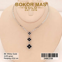 Kalung Emas Hollotifani Variasi Clover Cat Hitam - 24062350 - 8K