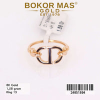 Cincin Emas Variasi Cat Hitam Tanpa Permata - 24051804 - 8K