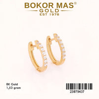 Anting Emas Klip Variasi Permata Putih - 23079437 - 8K